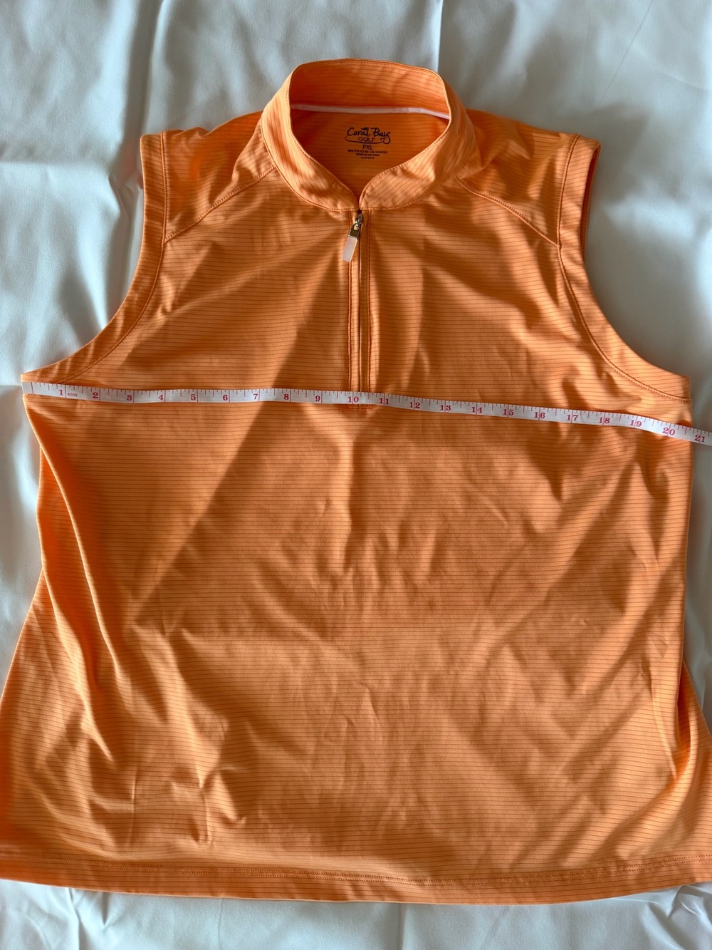 Coral Bay Orange Sleeveless Zip Polo Top